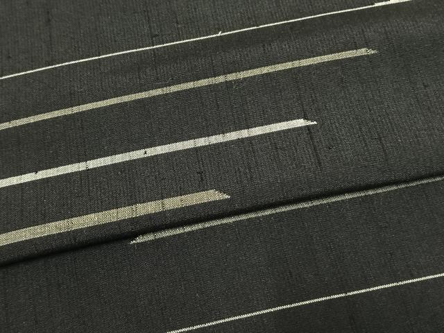 平和屋着物▽訪問着 単衣 紬地 横縞 正絹 逸品 AAAW7794fy
