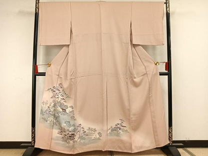 平和屋着物▽豪華色留袖 単衣 風景文 暈し染め 銀彩 正絹 逸品 AAAW7795fy