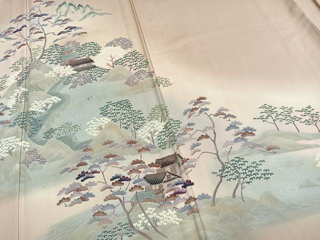平和屋着物▽豪華色留袖 単衣 風景文 暈し染め 銀彩 正絹 逸品 AAAW7795fy