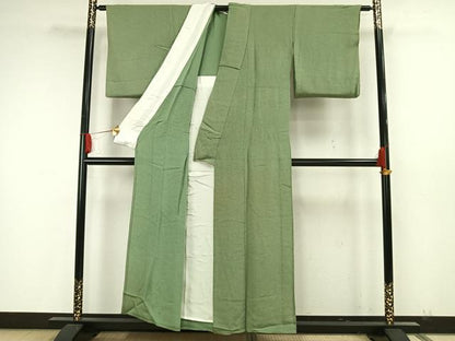 平和屋着物▽訪問着　単衣　作家物　草木染　霞文　鬼しぼ縮緬　正絹　逸品　AAAW7797fy