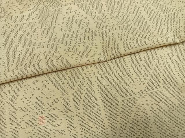 平和屋着物▽本場大島紬　単衣　白大島　幾何学文様　正絹　逸品　AAAW7798fy