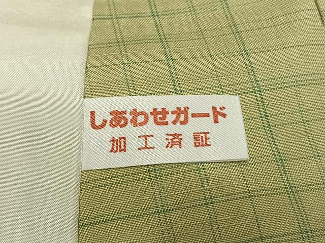 平和屋着物▽上質な紬 単衣 格子 正絹 逸品 AAAW7799fy