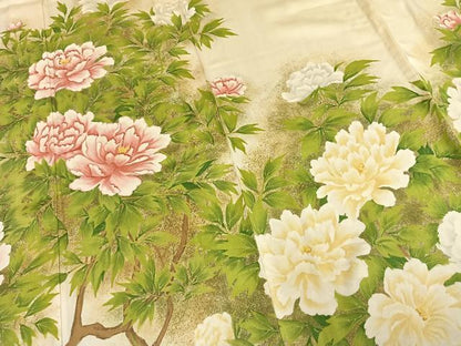 平和屋着物▽訪問着 単衣 作家物 手描き 枝花文 暈し染め 正絹 逸品 未使用 AAAW7802fy
