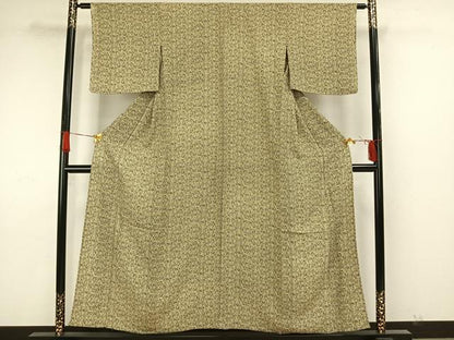 平和屋着物▽上質な小紋　単衣　幾何学文様　正絹　逸品　AAAW7803fy