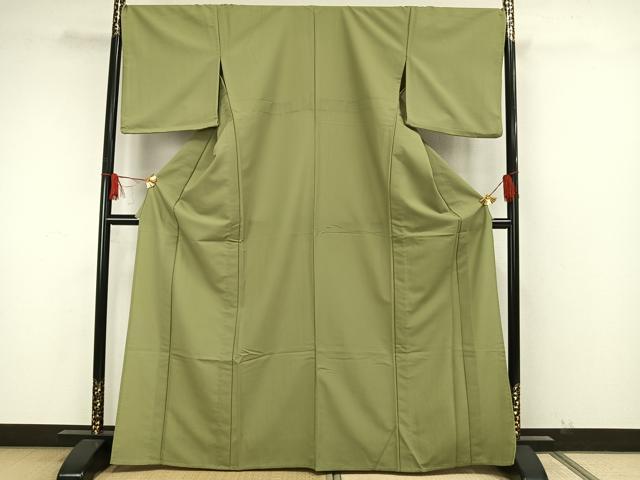 平和屋着物▽色無地　単衣　若苗色　洗える着物　AAAW7804fy