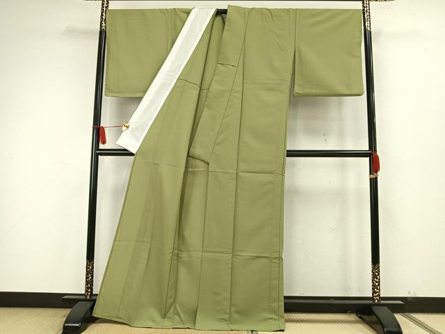 平和屋着物▽色無地　単衣　若苗色　洗える着物　AAAW7804fy