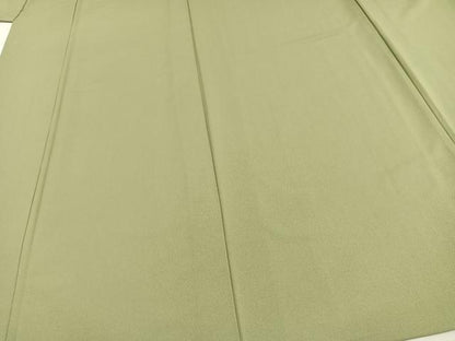平和屋着物▽色無地 単衣 抹茶色 洗える着物 AAAW7805fy