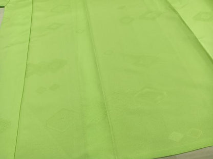 平和屋着物▽色無地 単衣 菱地紋 若苗色 洗える着物 AAAW7811fy