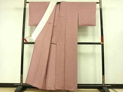 平和屋着物▽上質な色無地　単衣　退紅色　正絹　逸品　未使用　AAAW7812fy