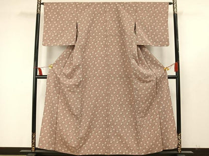 平和屋着物▽小紋 単衣 草花文 洗える着物 AAAW7815fy