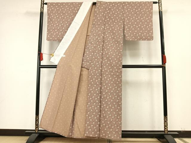 平和屋着物▽小紋 単衣 草花文 洗える着物 AAAW7815fy
