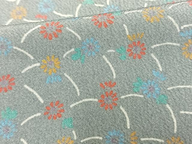 平和屋着物▽小紋 単衣 草花文 洗える着物 AAAW7816fy