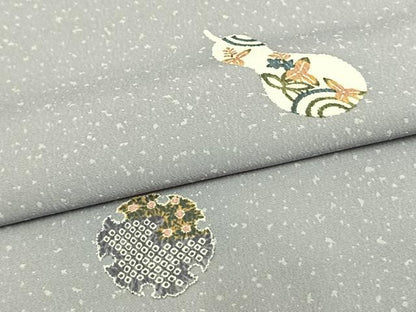 平和屋着物▽小紋　単衣　雪輪文　瓢箪　洗える着物　AAAW7818fy