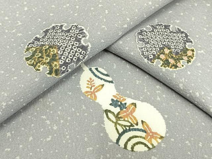 平和屋着物▽小紋　単衣　雪輪文　瓢箪　洗える着物　AAAW7818fy
