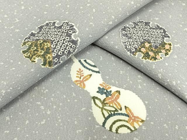 平和屋着物▽小紋　単衣　雪輪文　瓢箪　洗える着物　AAAW7818fy