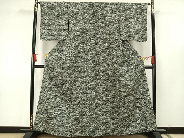平和屋着物▽上質な小紋 単衣 紬地 風景文 正絹 逸品 AAAW7823fy