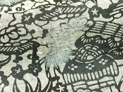 平和屋着物▽上質な小紋 単衣 紬地 風景文 正絹 逸品 AAAW7823fy