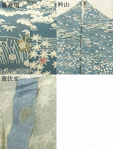 平和屋着物▽上質な小紋 単衣 風景草花文 正絹 逸品 AAAW7824fy