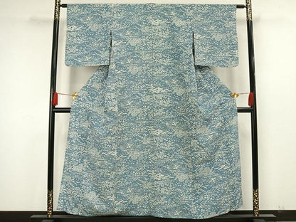 平和屋着物▽上質な小紋 単衣 風景草花文 正絹 逸品 AAAW7824fy