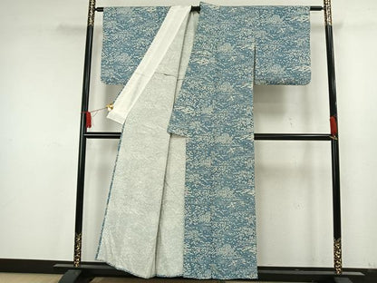 平和屋着物▽上質な小紋 単衣 風景草花文 正絹 逸品 AAAW7824fy
