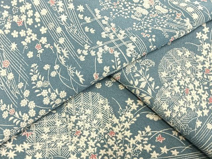 平和屋着物▽上質な小紋 単衣 風景草花文 正絹 逸品 AAAW7824fy