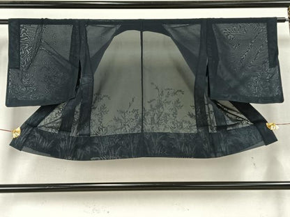 平和屋着物▽羽織　スリーシーズン　春夏秋　塵除け　紗　草花文　正絹　逸品　AAAW7827fy