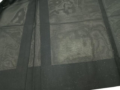 平和屋着物▽羽織　スリーシーズン　春夏秋　塵除け　紗　草木文　黒地　銀糸　正絹　逸品　AAAW7829fy