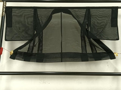 平和屋着物▽羽織　スリーシーズン　春夏秋　塵除け　紗　変わり縞　黒地　正絹　逸品　AAAW7830fy