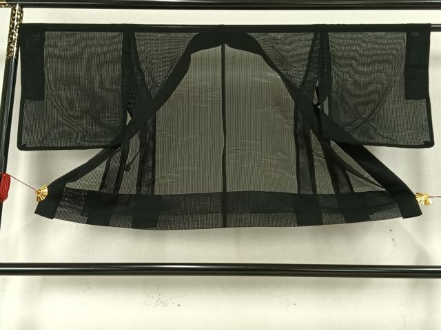 平和屋着物▽羽織　スリーシーズン　春夏秋　塵除け　紗　変わり縞　黒地　正絹　逸品　AAAW7830fy