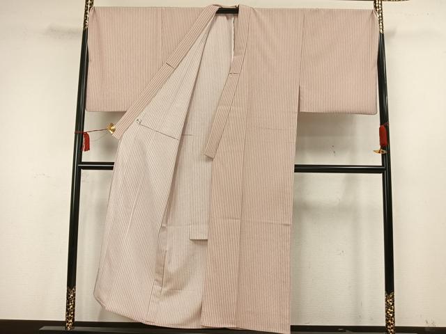 平和屋着物▽男性　小紋　単衣　縞　洗える着物　AAAW7831fy