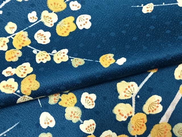 平和屋着物▽小紋　単衣　手描き　枝梅文　洗える着物　AAAW7833fy