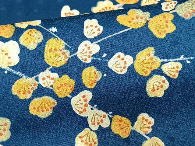 平和屋着物▽小紋　単衣　手描き　枝梅文　洗える着物　AAAW7833fy