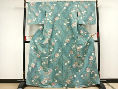 平和屋着物▽小紋　単衣　辻が花　舞蝶　洗える着物　AAAW7834fy