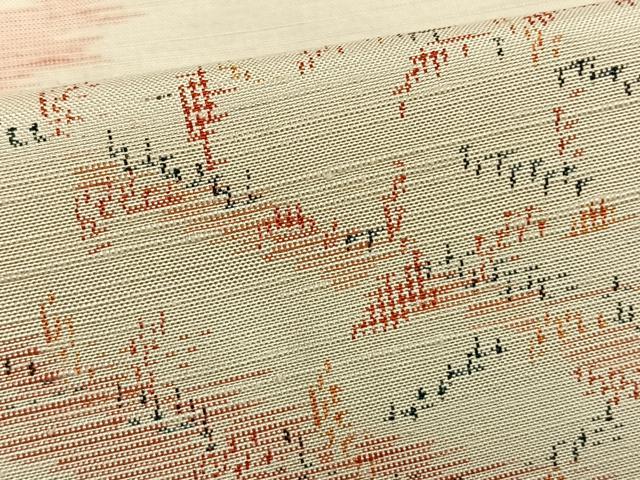 平和屋着物▽上質な紬 単衣 枝花文 正絹 逸品 AAAW7837fy