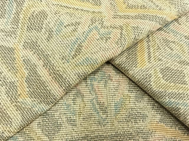 平和屋着物▽上質な紬 単衣 幾何学文様 正絹 逸品 AAAW7838fy