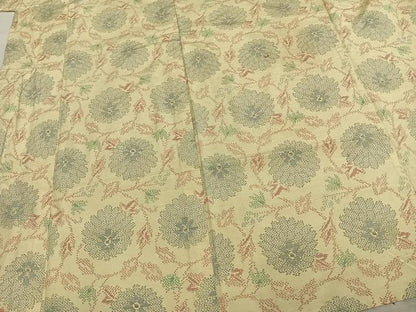 平和屋着物▽上質な紬 単衣 草花文 正絹 逸品 AAAW7839fy
