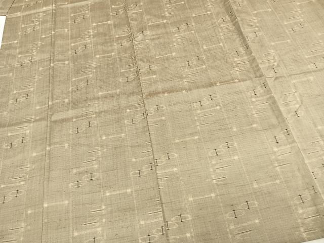 平和屋着物▽上質な紬　単衣　幾何学文様　正絹　逸品　AAAW7840fy