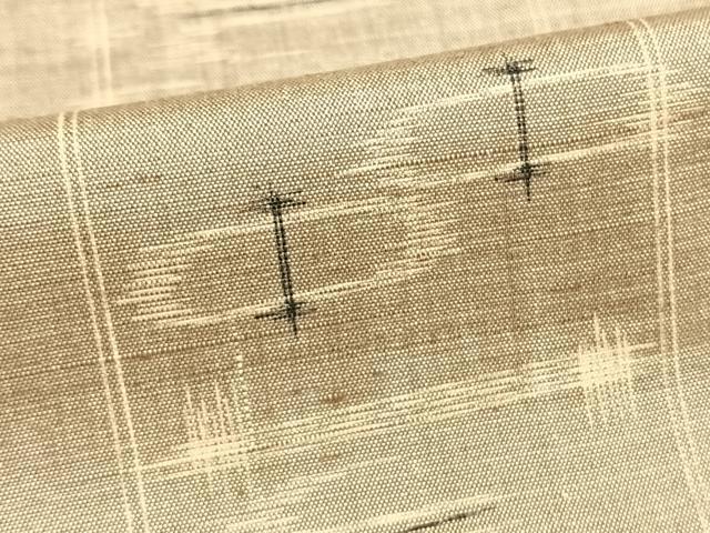 平和屋着物▽上質な紬　単衣　幾何学文様　正絹　逸品　AAAW7840fy