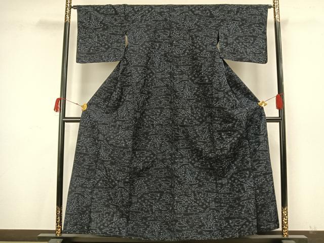 平和屋着物▽上質な紬 単衣 風景文 正絹 逸品 AAAW7841fy