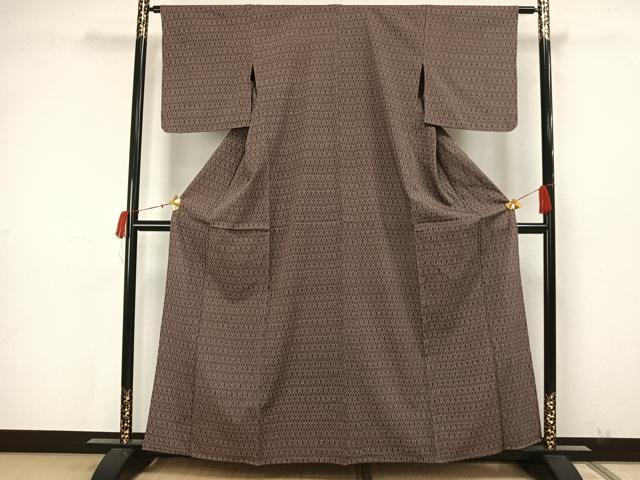 平和屋着物▽本塩沢 単衣 幾何学文様 正絹 逸品 未使用 AAAW7844fy