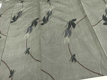 平和屋着物▽上質な紬 単衣 舞蝶文 正絹 逸品 AAAW7845fy
