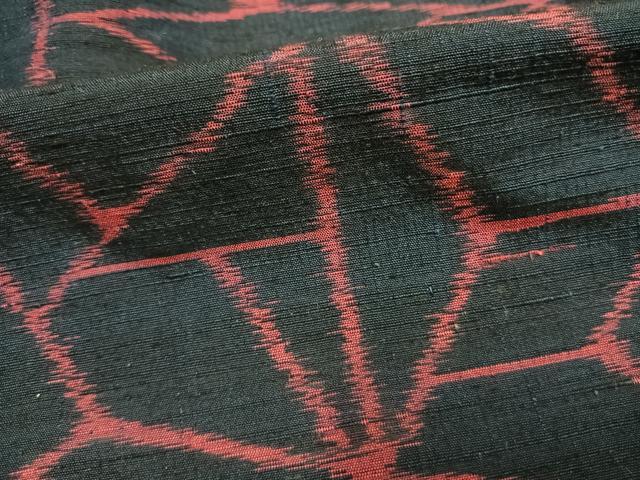平和屋着物▽上質な紬 単衣 幾何学文様 正絹 逸品 未使用 AAAW7847fy