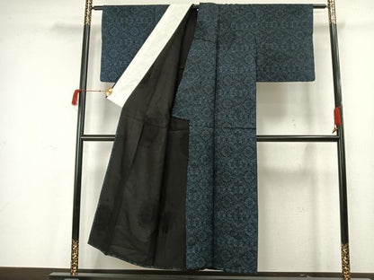 平和屋着物▽江戸小紋 単衣 吉祥花文 正絹 逸品 AAAW7849fy