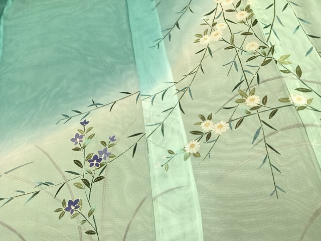 平和屋着物▽訪問着 無双 紗袷 紗×紗 手描き 草花文 金彩 正絹 逸品 AAAW7850fy