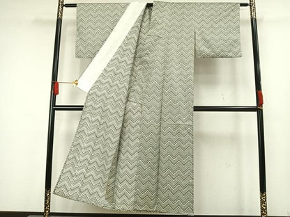 平和屋着物▽小紋 単衣 幾何学文様 洗える着物 AAAW7855fy