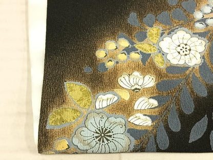 平和屋着物▽訪問着　単衣　辻が花　黒地　洗える着物　AAAW7856fy