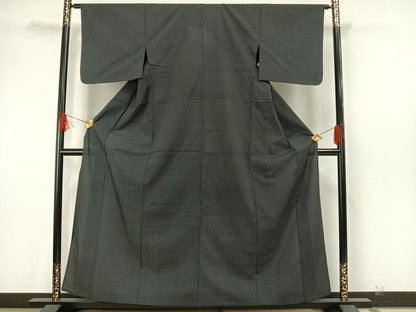 平和屋着物▽上質な小紋 単衣 あられ文 黒地 正絹 逸品 AAAW7862fy