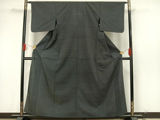 平和屋着物▽上質な小紋 単衣 あられ文 黒地 正絹 逸品 AAAW7862fy
