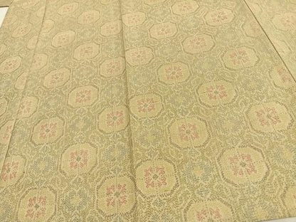 平和屋着物▽上質な紬　単衣　吉祥花文　正絹　逸品　AAAW7863fy