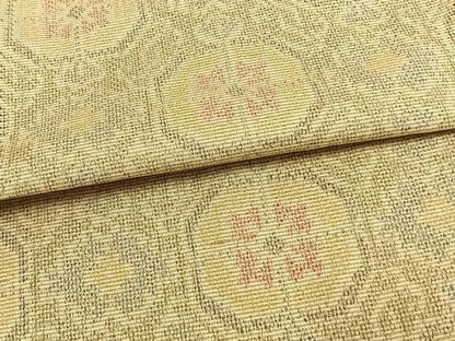 平和屋着物▽上質な紬　単衣　吉祥花文　正絹　逸品　AAAW7863fy